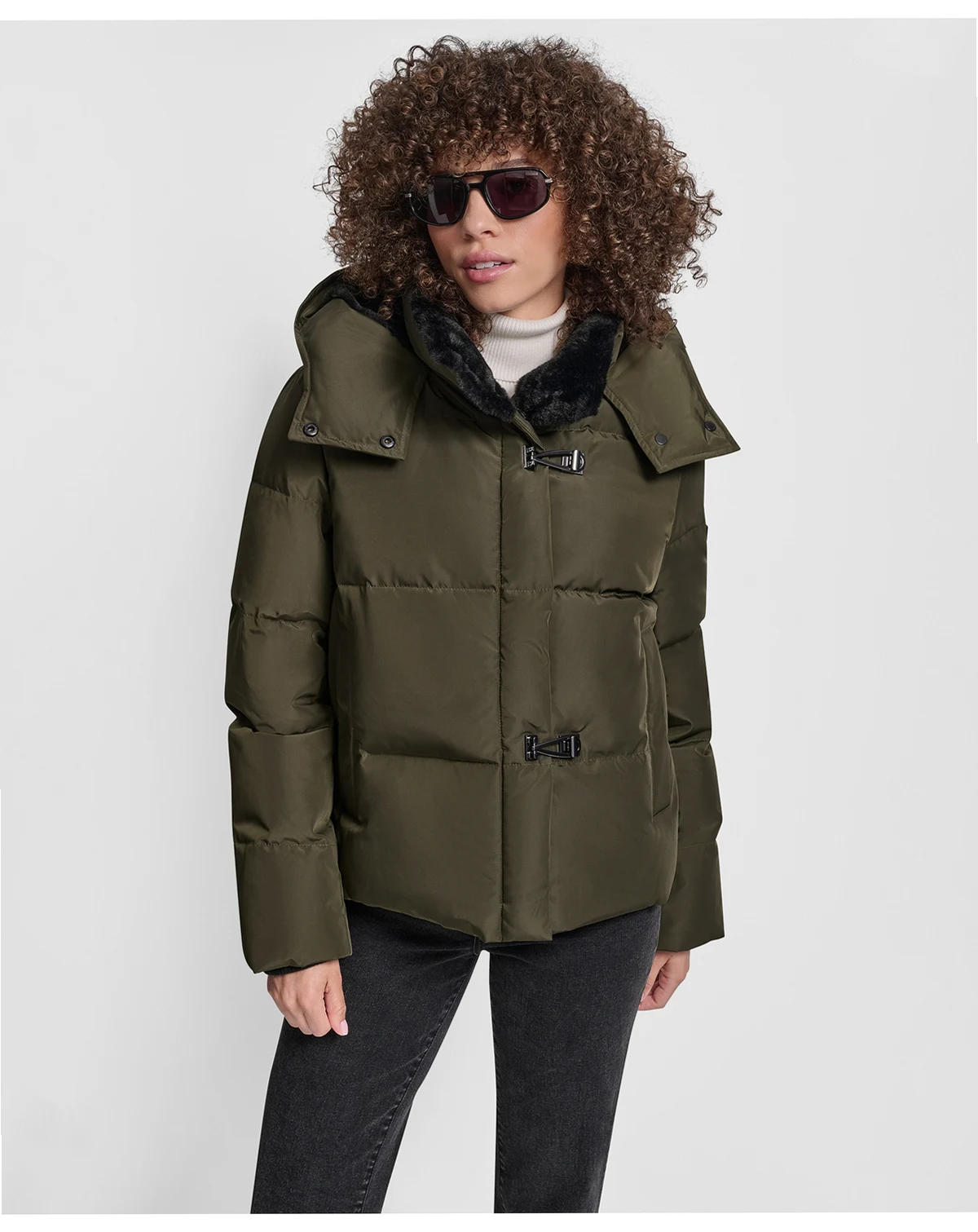 Women's Shirt Toggle Hooded Puffer Coat