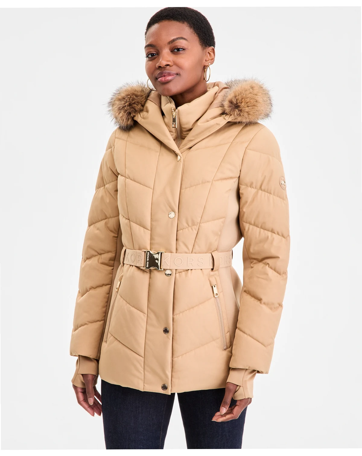 Women's Faux-Fur-Trim Hooded Puffer Coat
