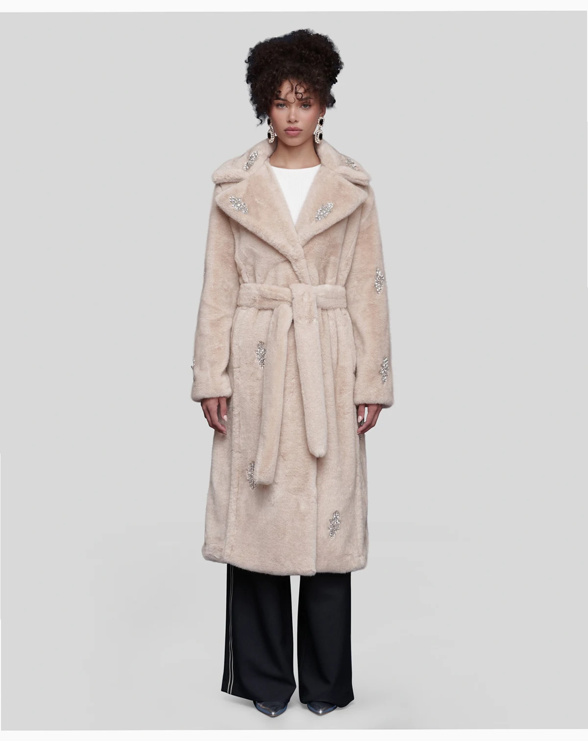 Women's Faux Fur Maxi Belted Robe Coat