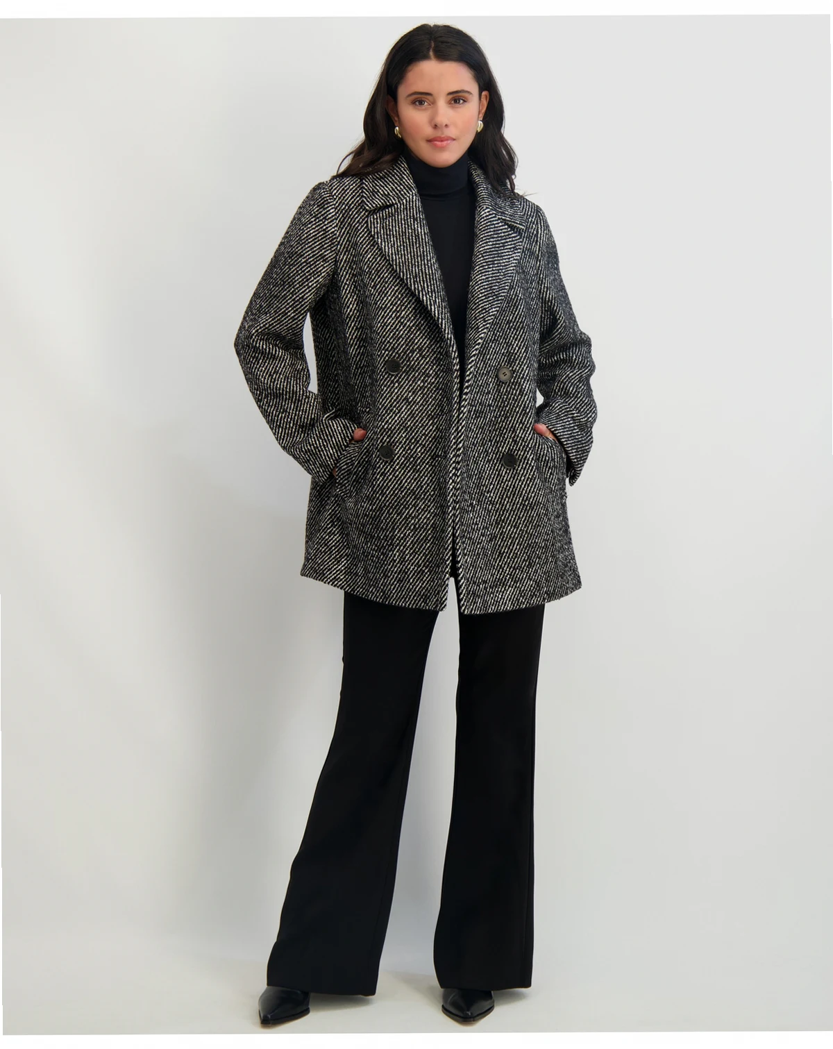 Women's Notched-Collar Button-Front Coat