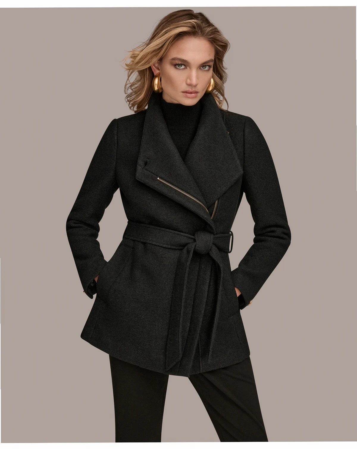 Women's Wing Collar Belted Coat