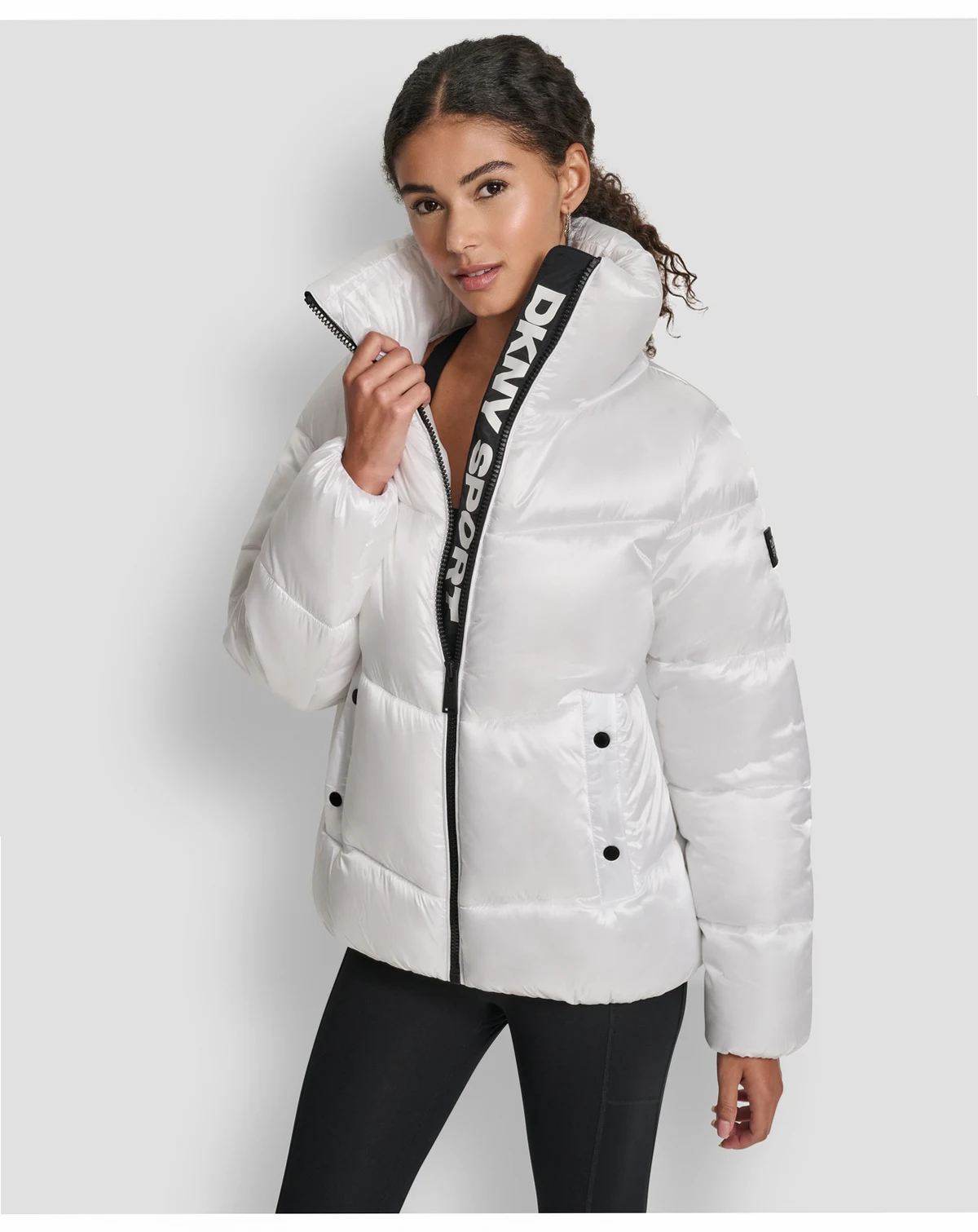 Women's Quilted Puffer Interior Placket Logo Jacket