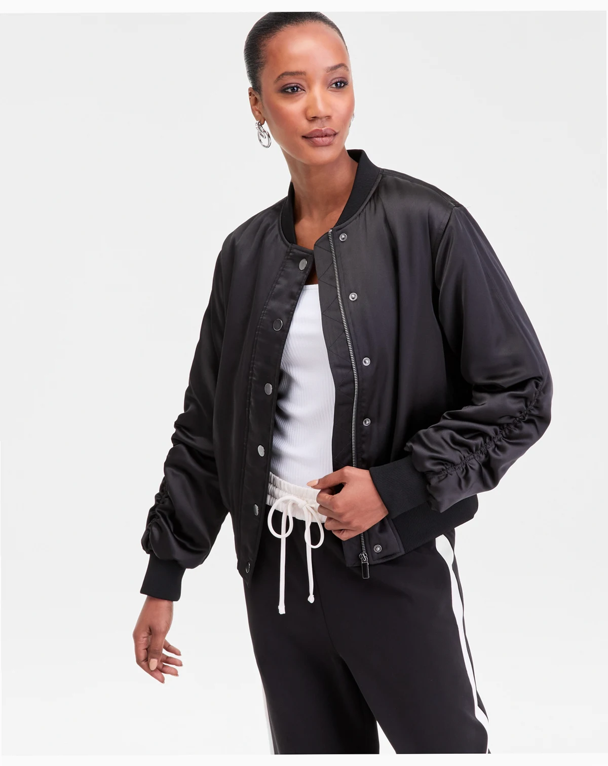Women's Satin Bomber Jacket, Macy's Exclusive
