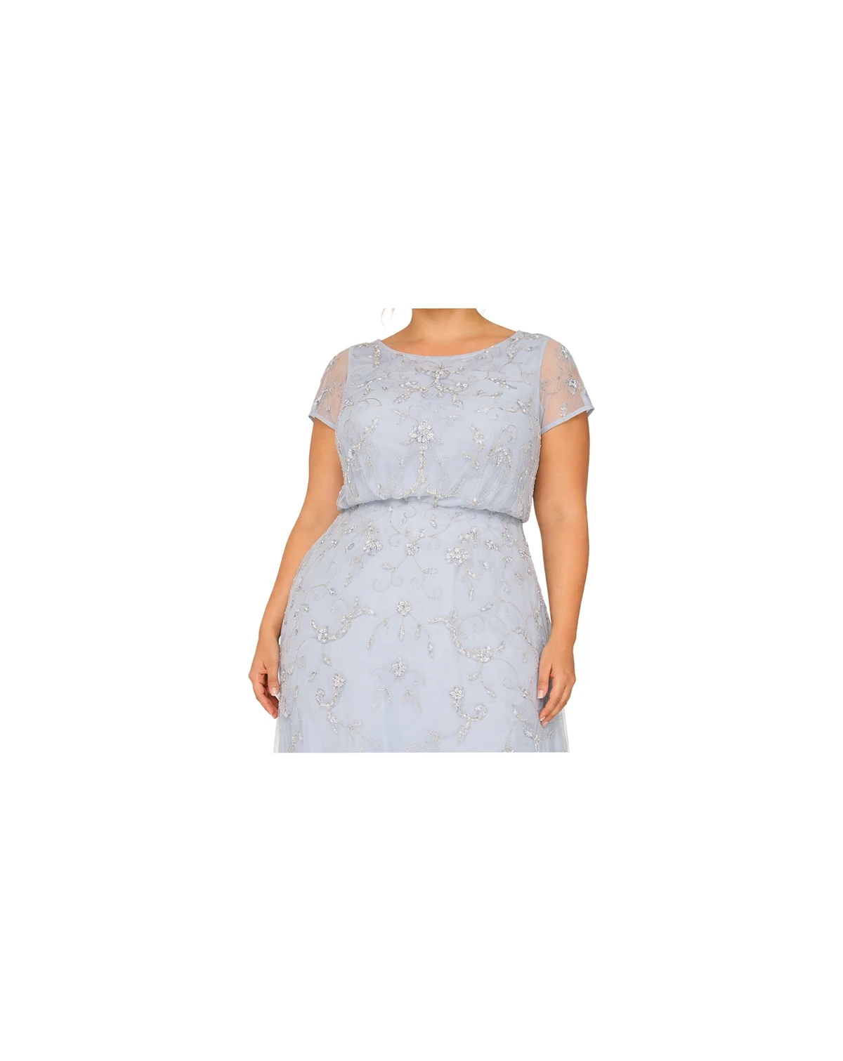 Women's Boat-Neck Beaded Blouson Gown