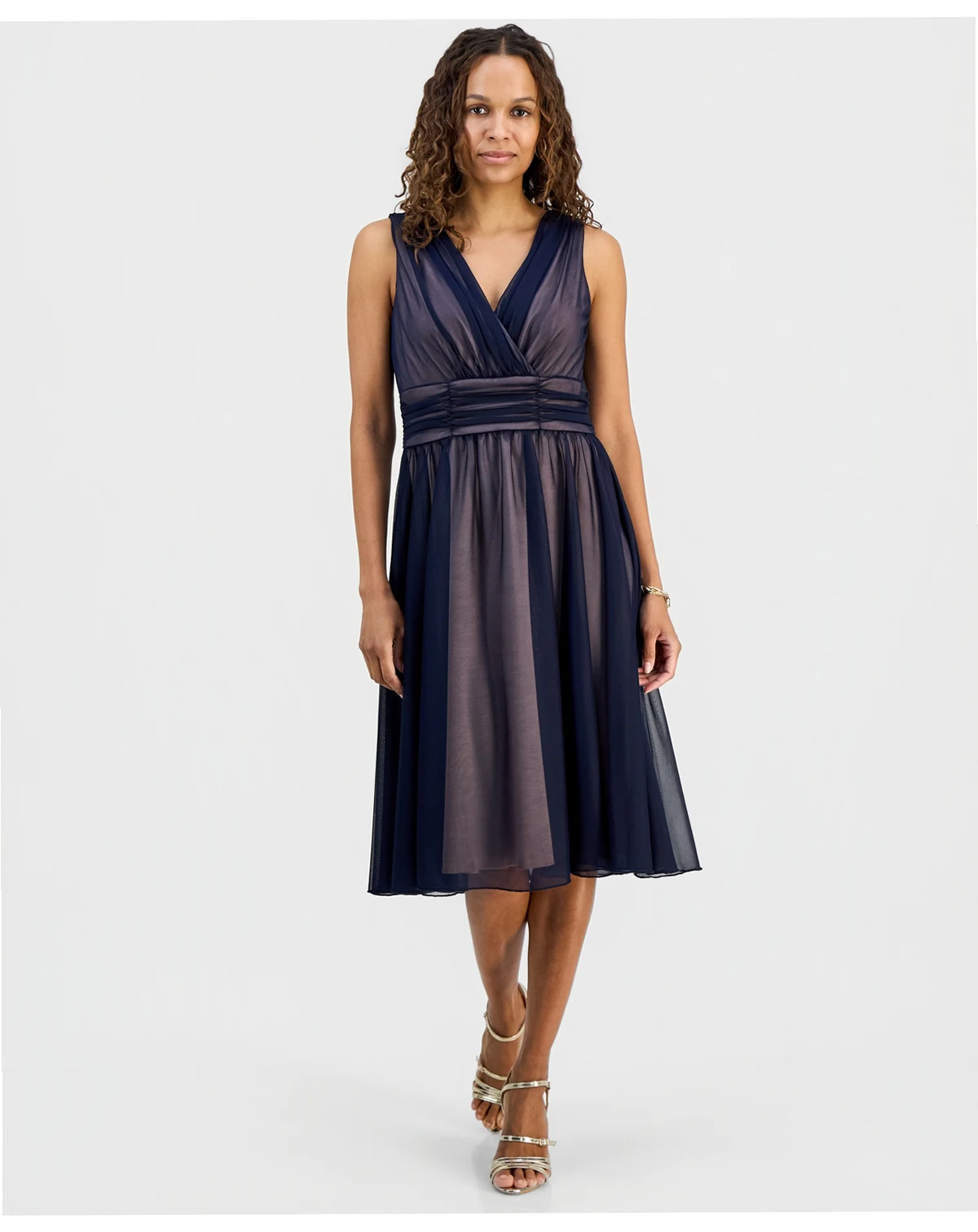 Petite Sleeveless Chiffon Midi Dress