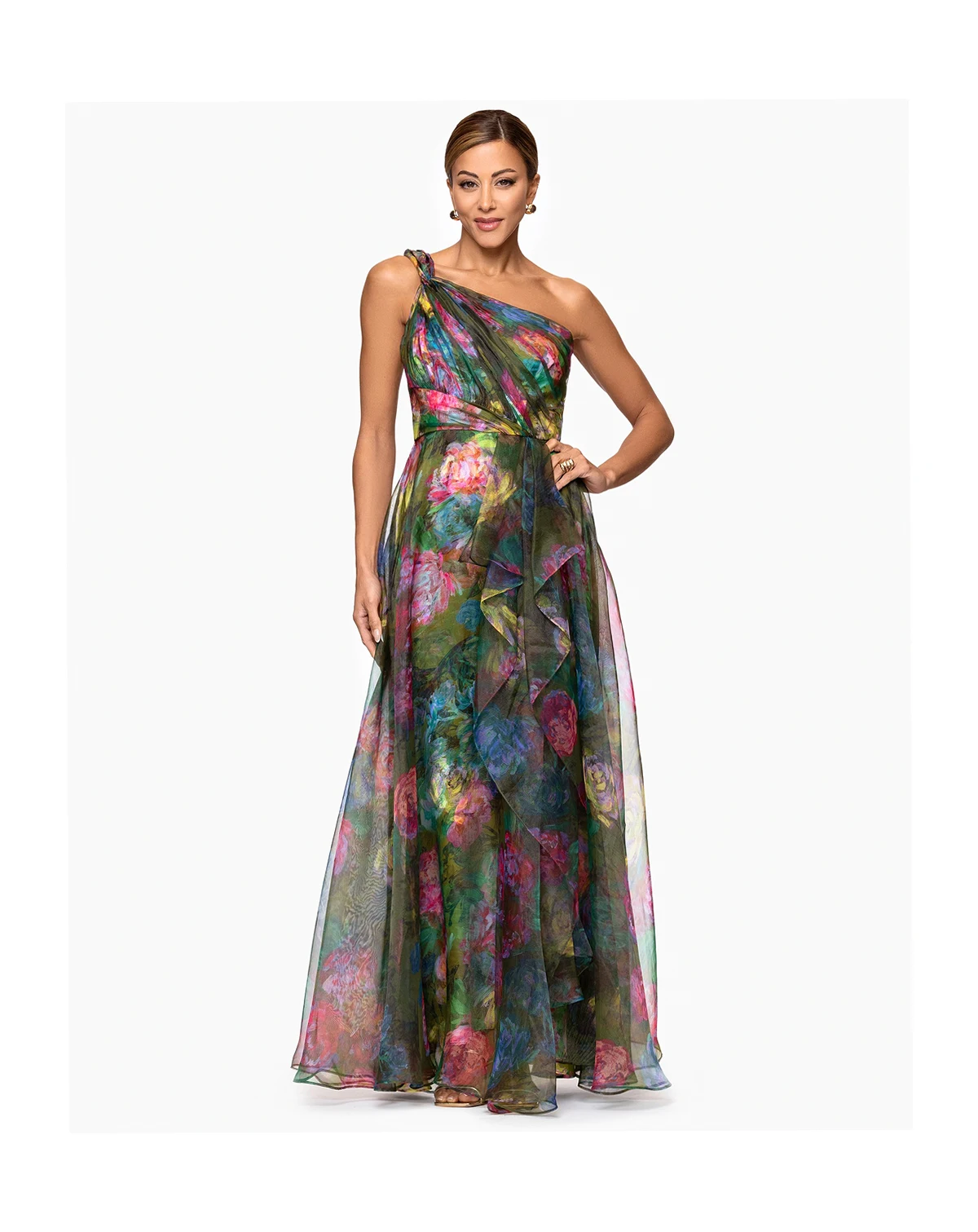 Women's Printed One-Shoulder Long Dress