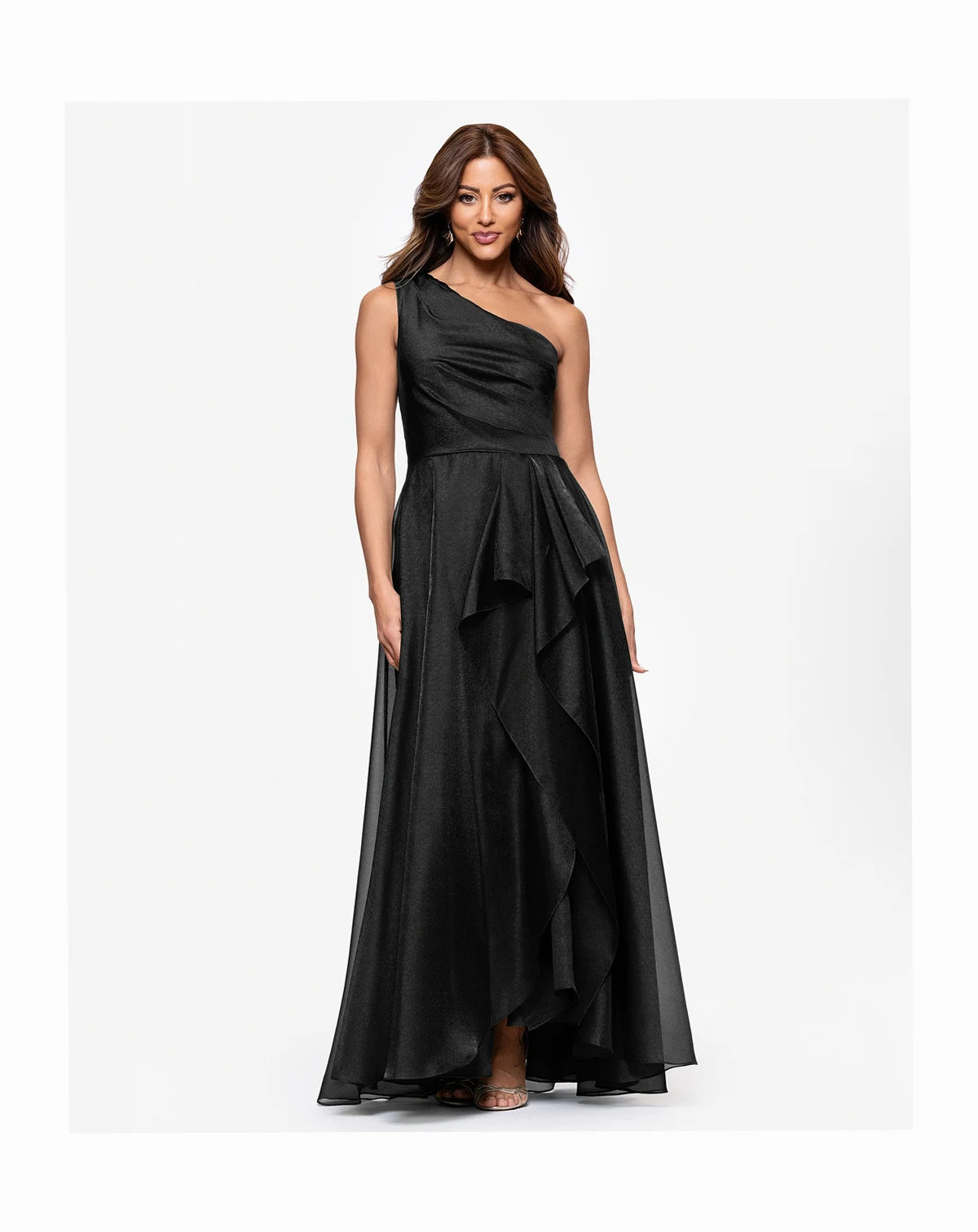 Petite One-Shoulder A-Line Long Dress