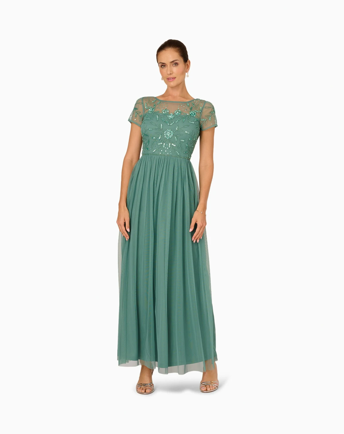 Petite Beaded Mesh Maxi Dress