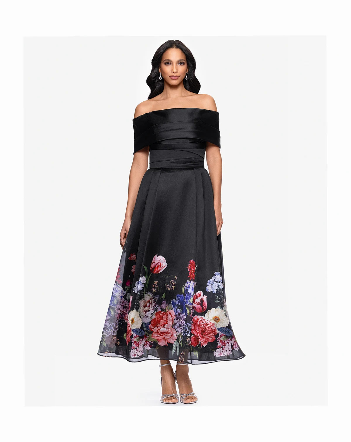 Petite Off-The-Shoulder Strapless Midi Dress