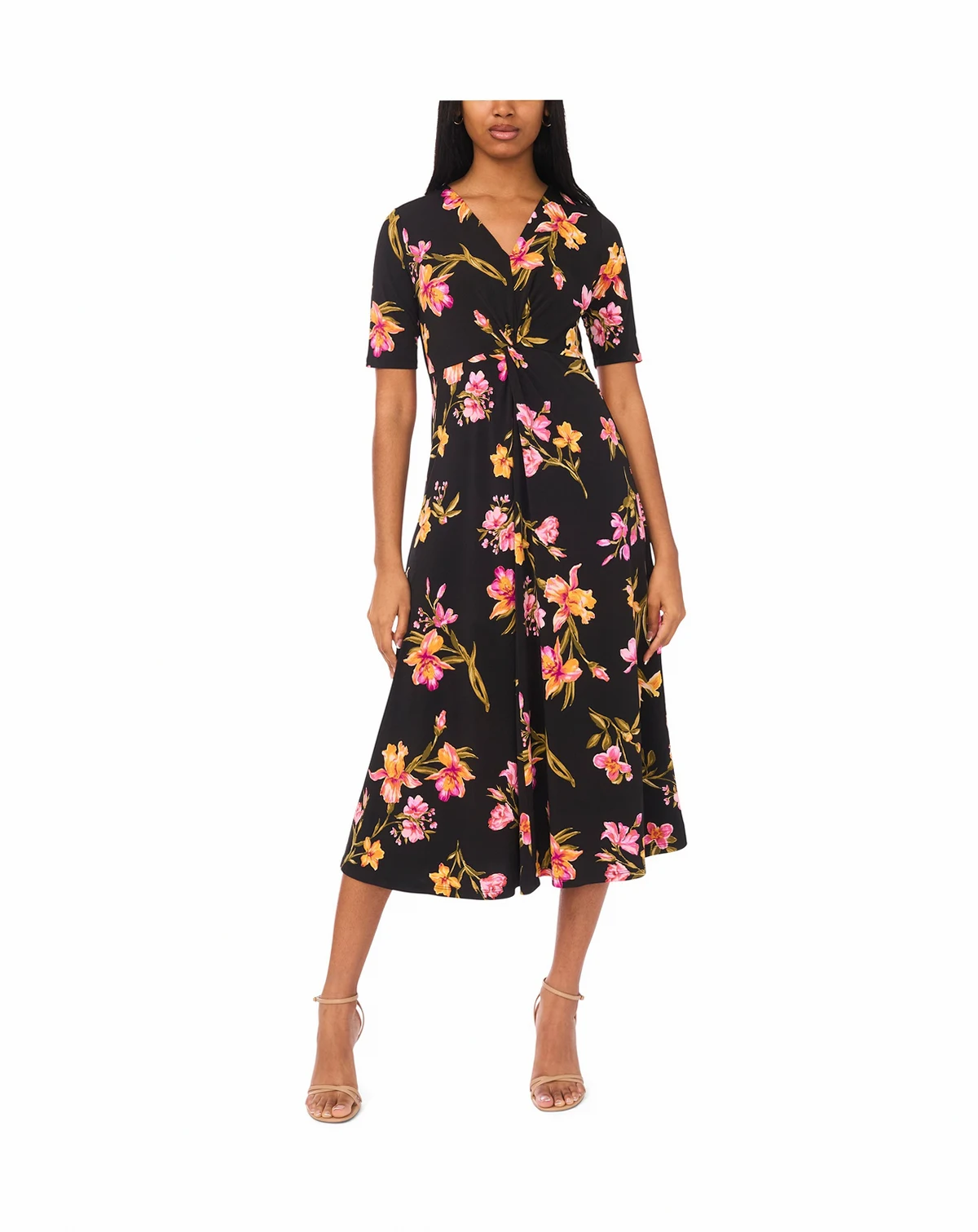 Petite V-Neck Midi Dress