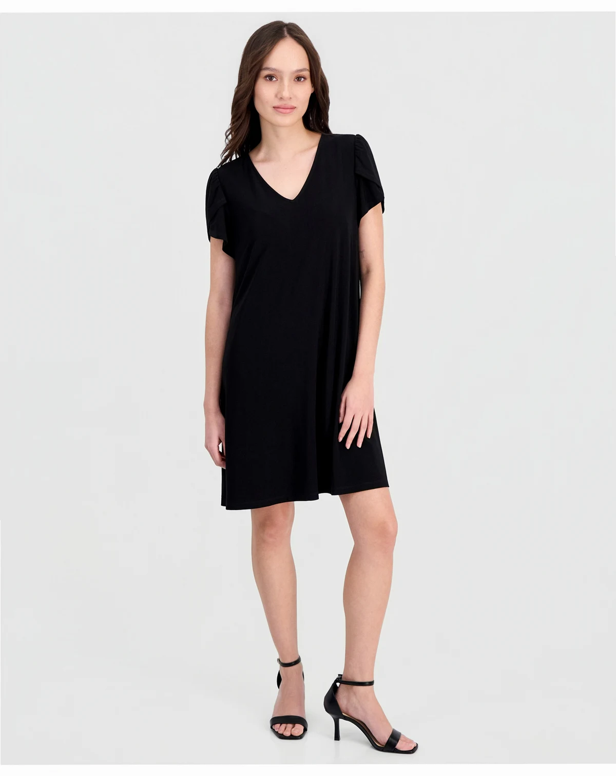 Petite Tulip-Sleeve Swing Dress