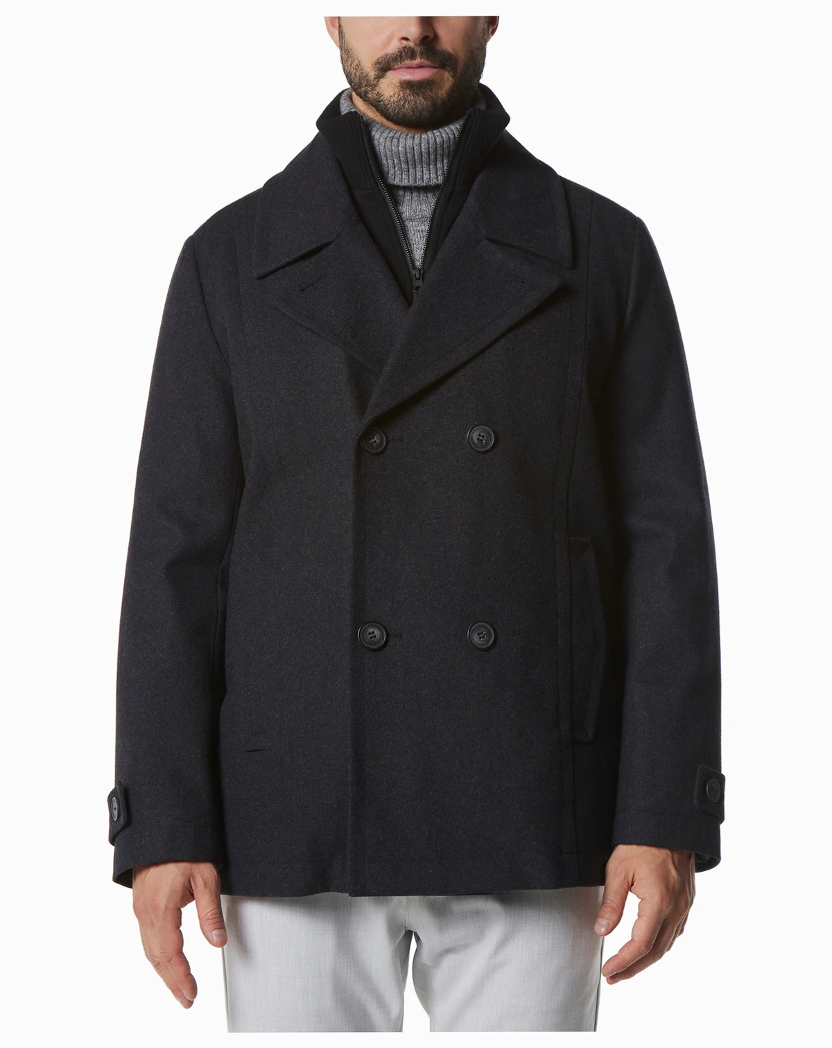 Men's Danton Peacoat with Inset Bib