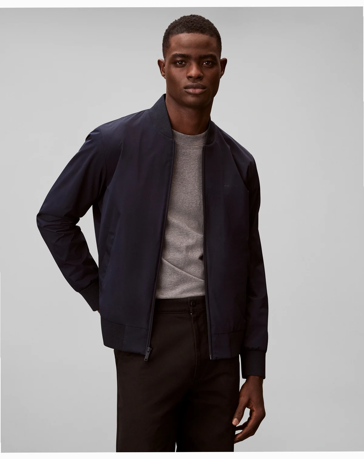Men's Birdseye Round Collar Bomber Jacket