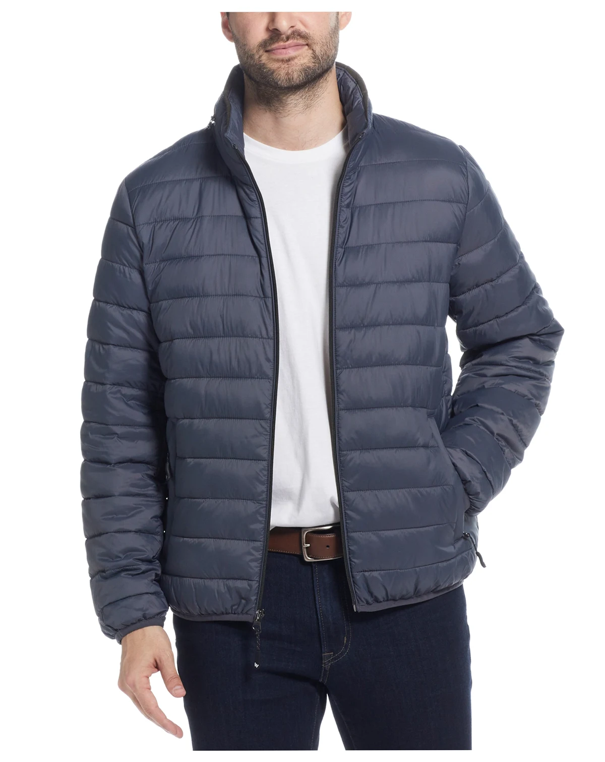 Men's Packable Neck Pillow Zip-Front Quilted Jacket