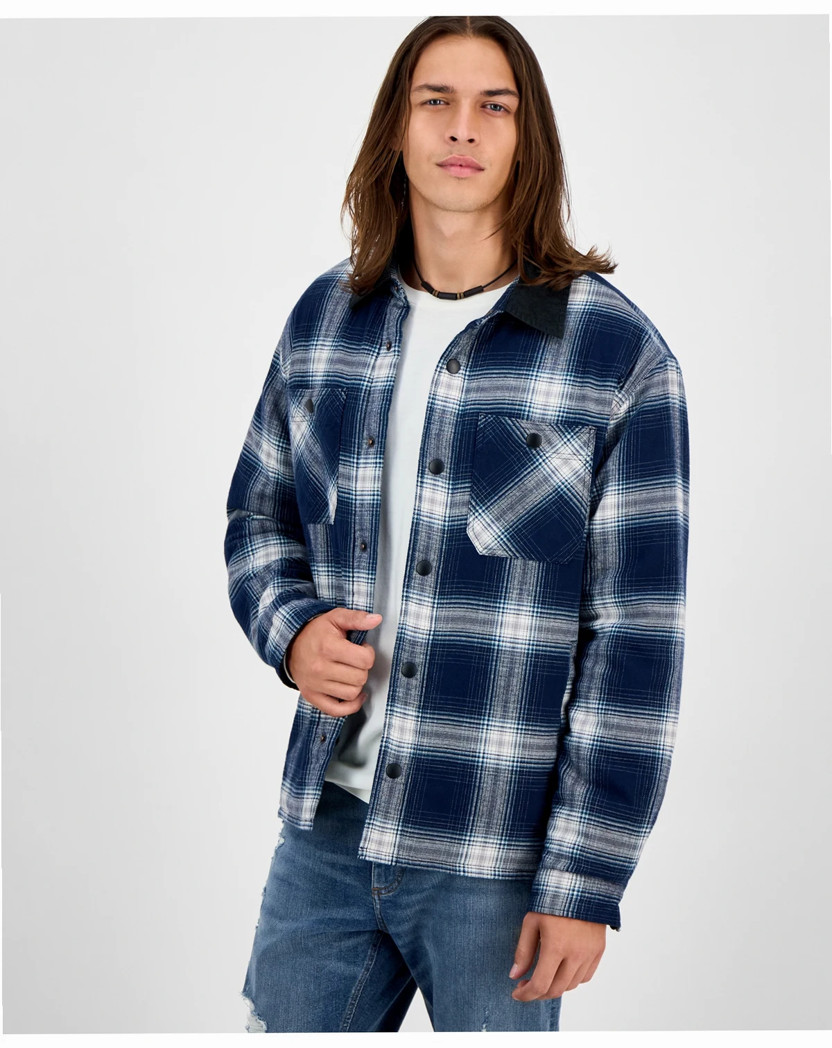 Men's Rodgers Long-Sleeve Snap-Front Plaid Shirt Jacket, Macy's Exclusive
