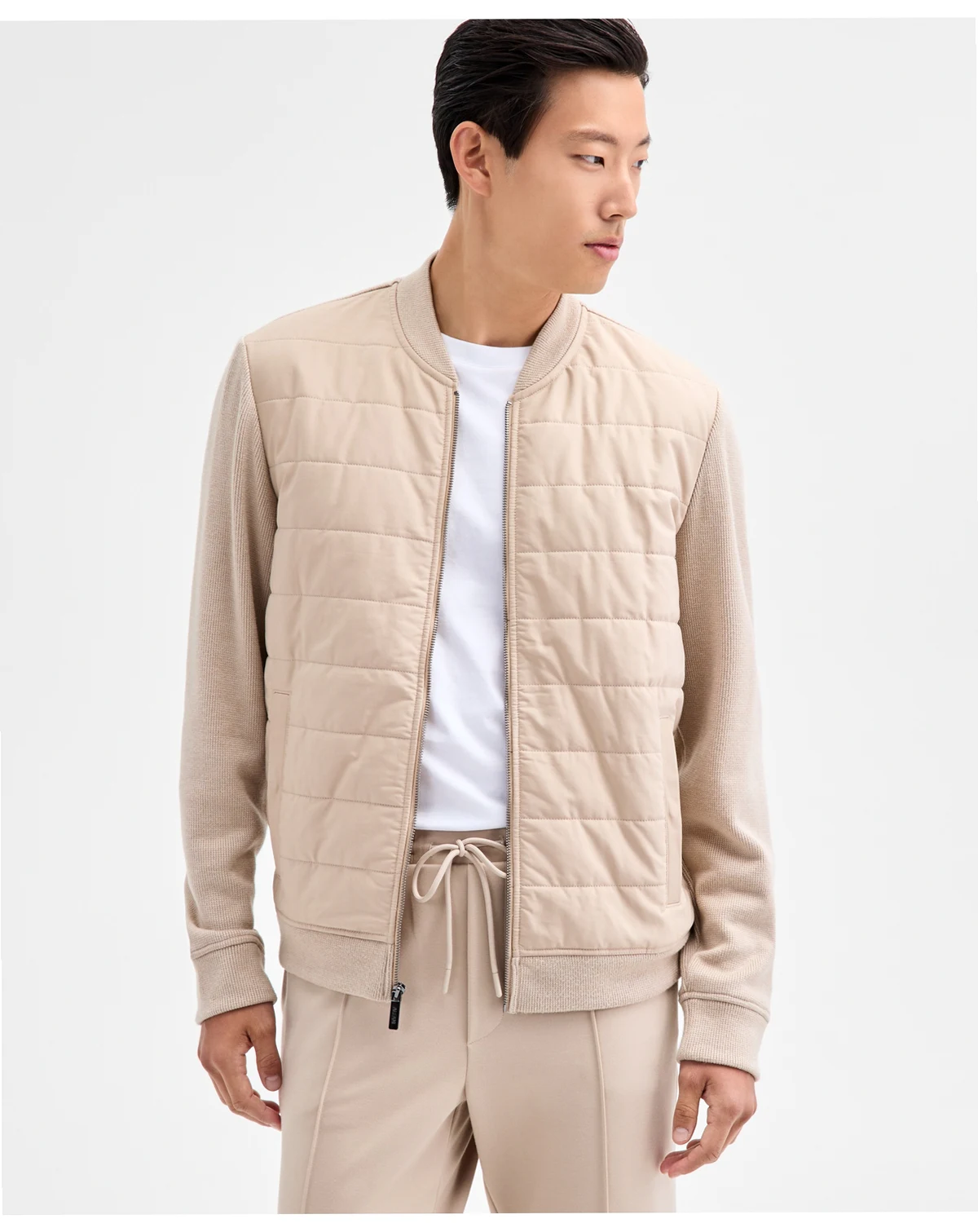 Men's Long Sleeve Mixed Media Jacket, Macy's Exclusive