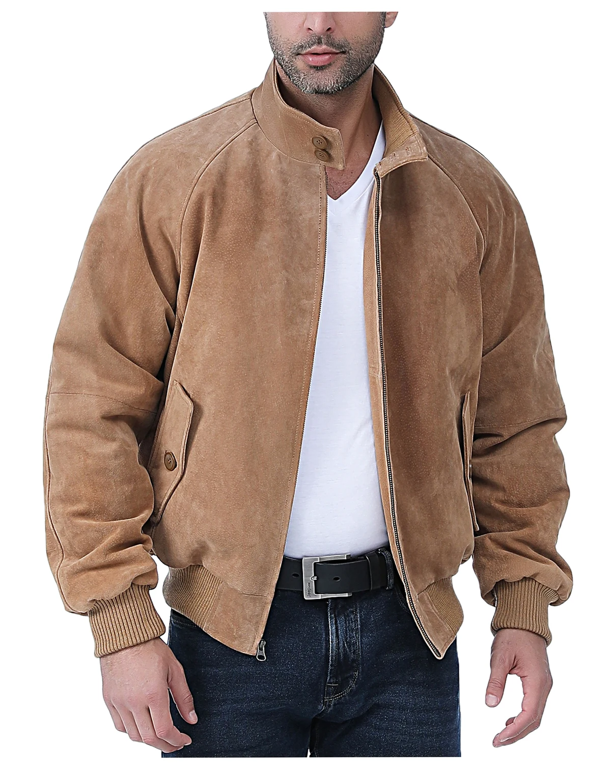 Men WWII Suede Leather Bomber Jacket