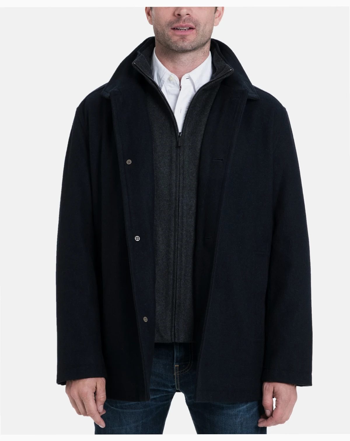 Men's Wool-Blend Layered Car Coat, Created for Macy's