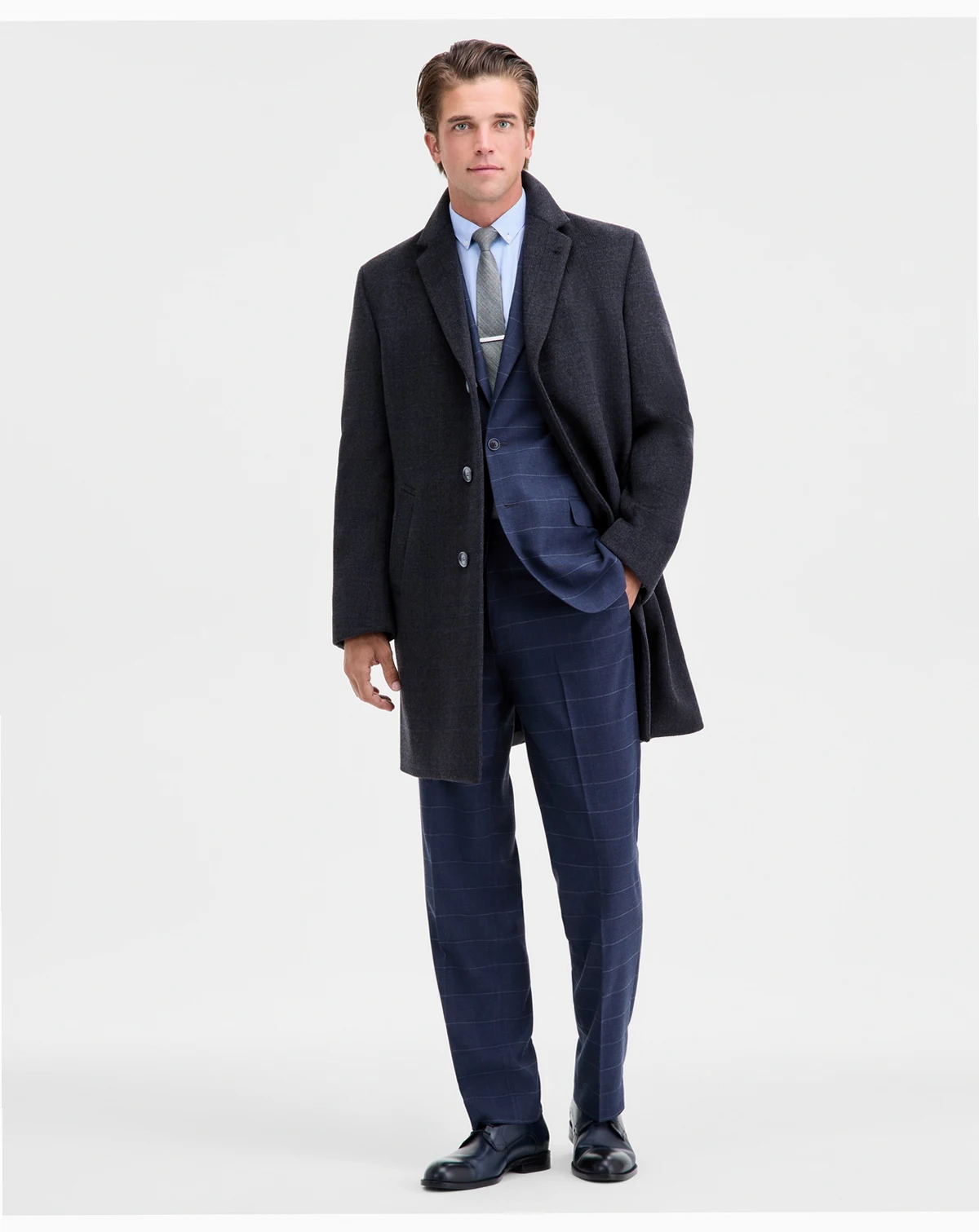 Men's Modern-Fit Wool-Blend Overcoat