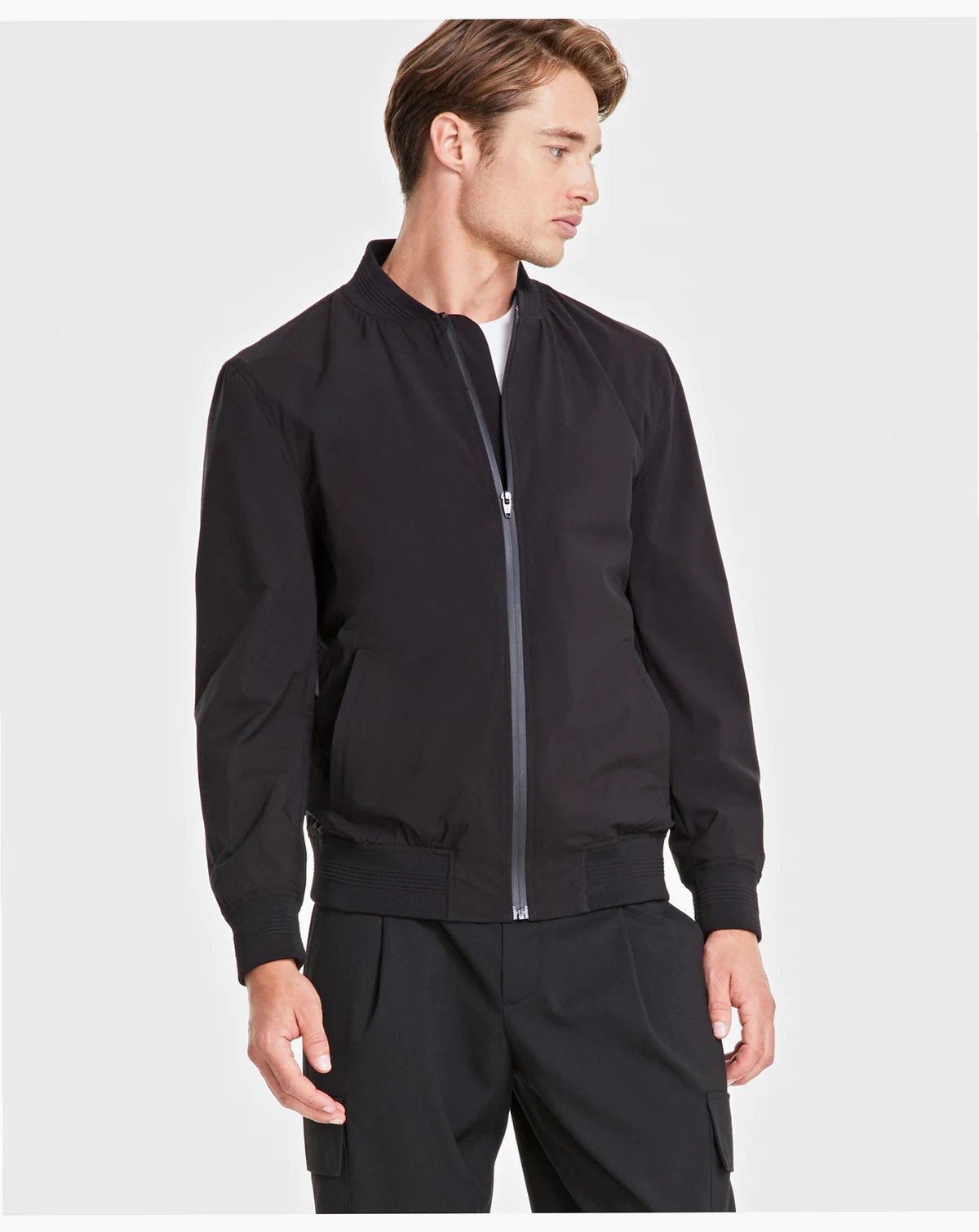 Men's Regular-Fit Water-Resistant Full-Zip Bomber Jacket, Created for Macy's