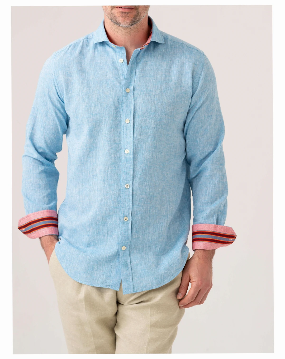 Men's Cotton Long Sleeve Linen Shirt