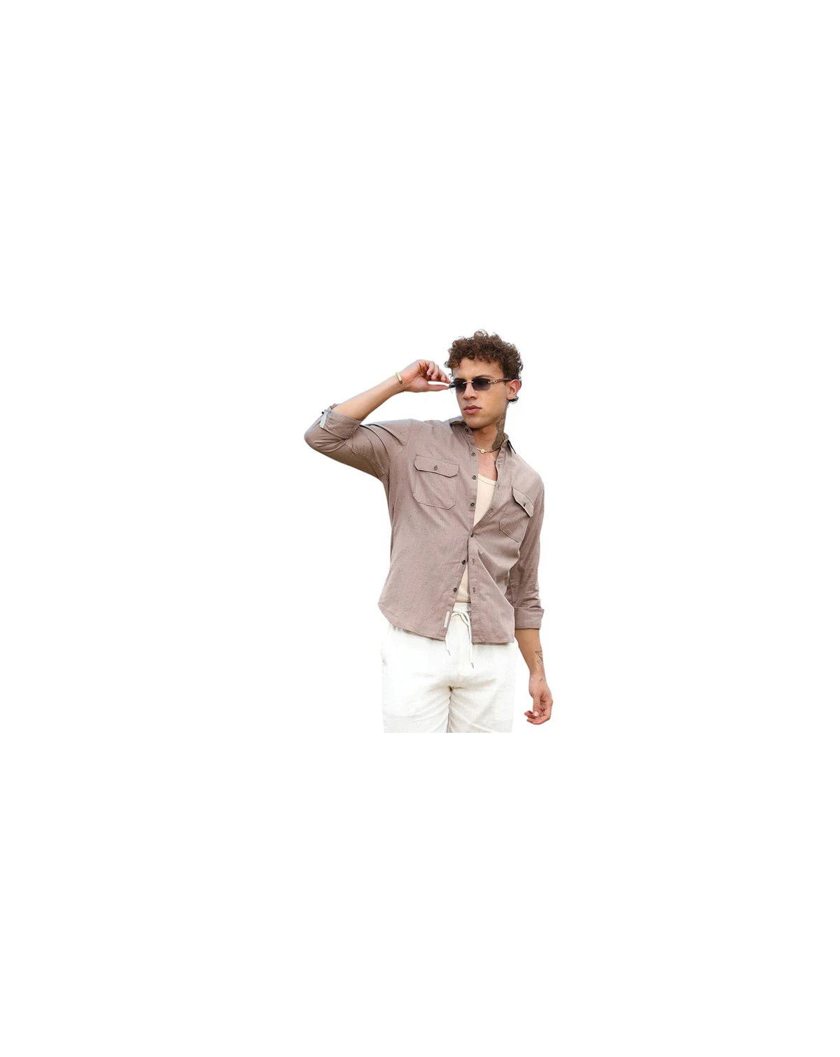 Men's Peanut Brown Heathered Utility Shirt