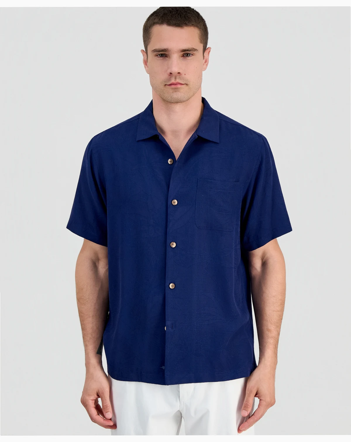 Men's Coastal La Mer Short-Sleeve Island Floral Jacquard Shirt