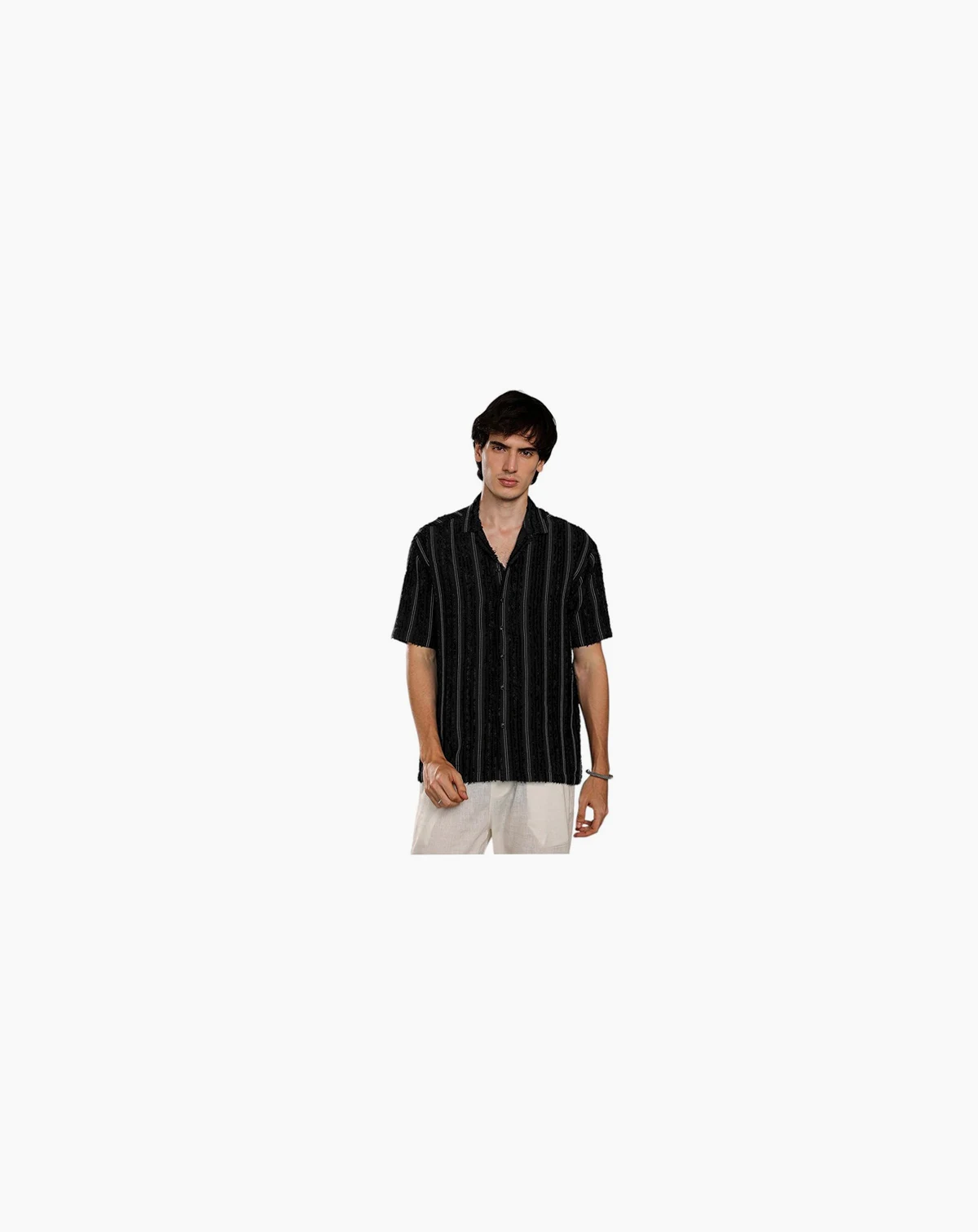 Men's Raven Unhemmed Striped Oversized Shirt