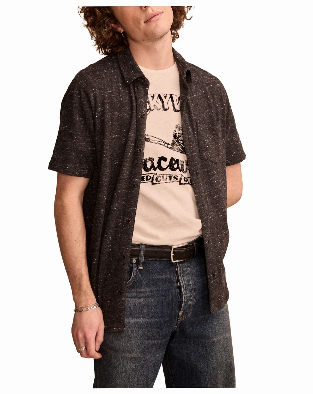 Men's Short-Sleeve Linen Knit Shirt