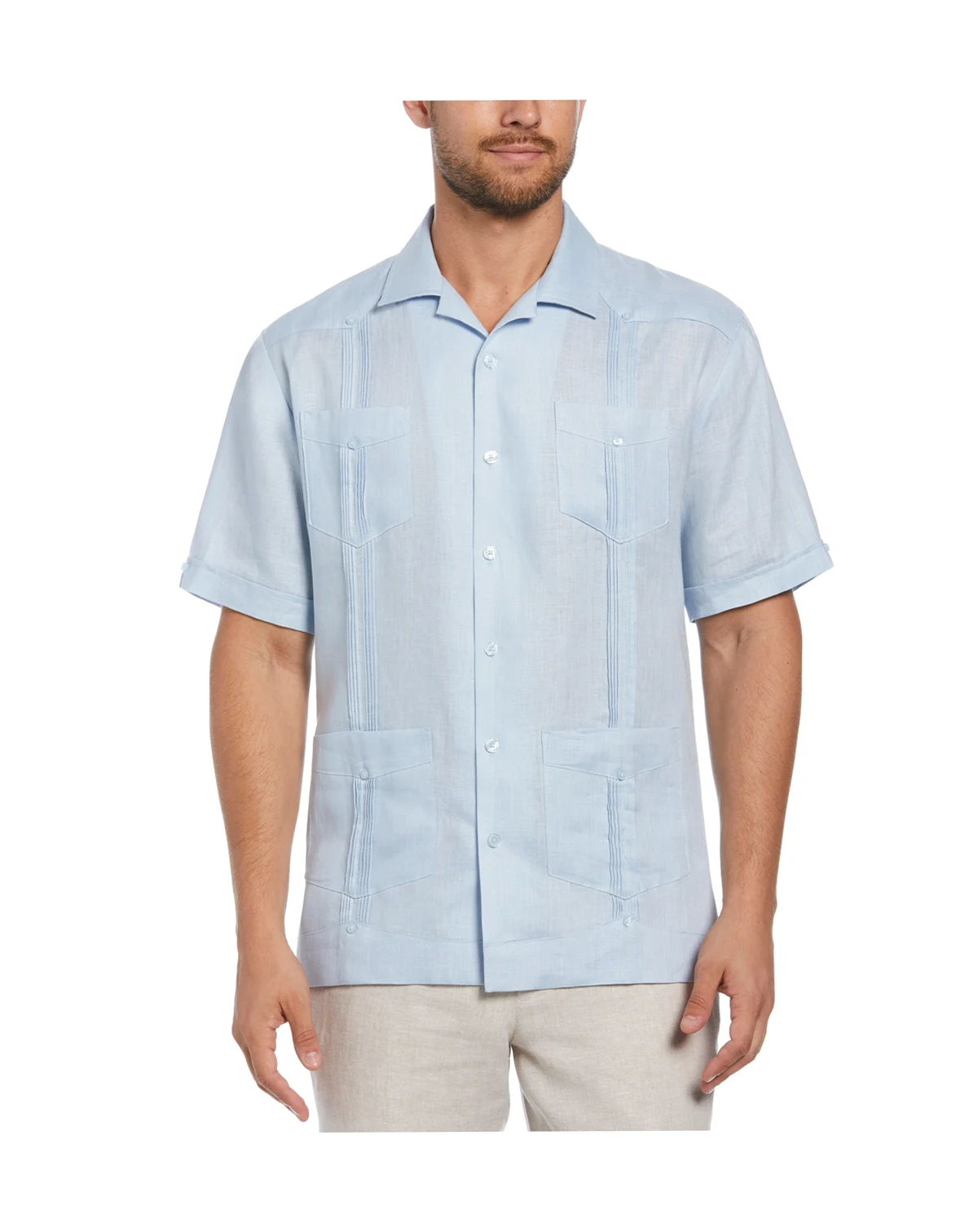 Men's 100% Linen Short Sleeve 4 Pocket Guayabera Shirt