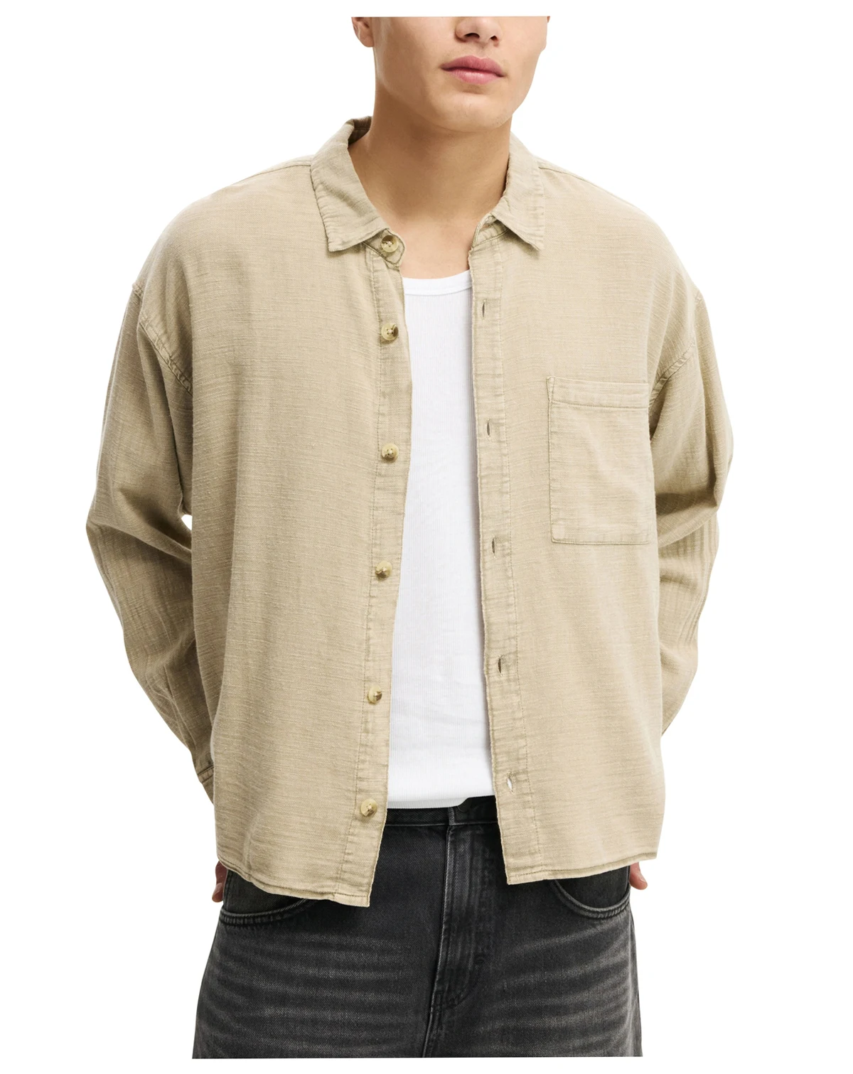 Men's Washed Long-Sleeve Shirt
