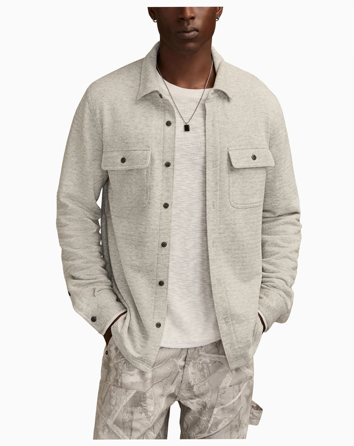 Men's Herringbone Long-Sleeve Knit Shirt