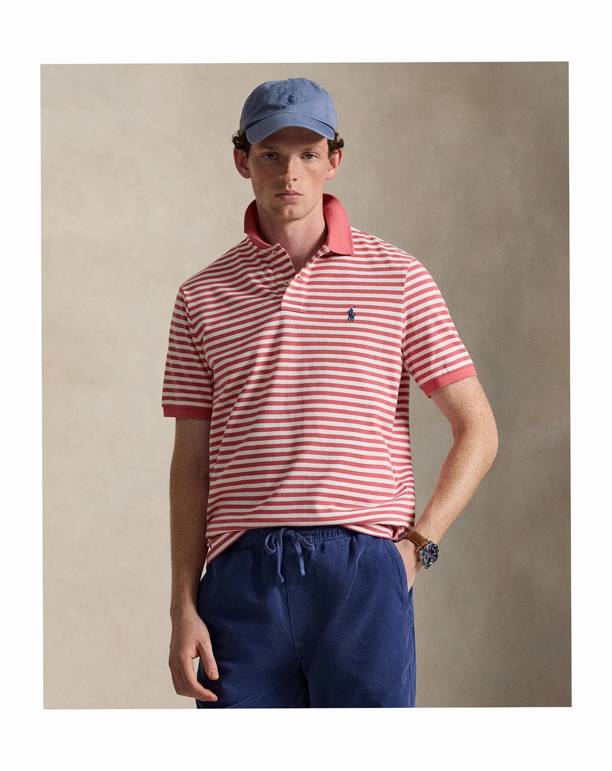 Men's Classic-Fit Striped Mesh Polo Shirt