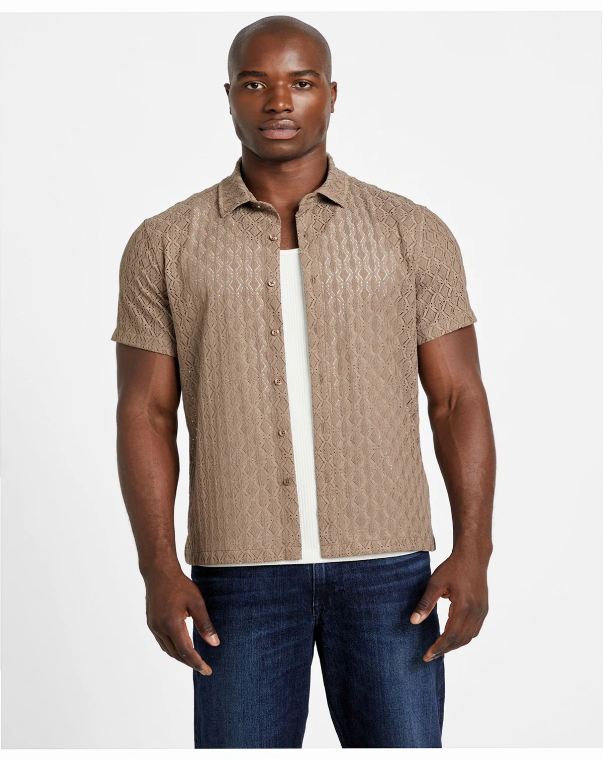 Men's Reeves Woven Short Sleeve Button-Up Shirt