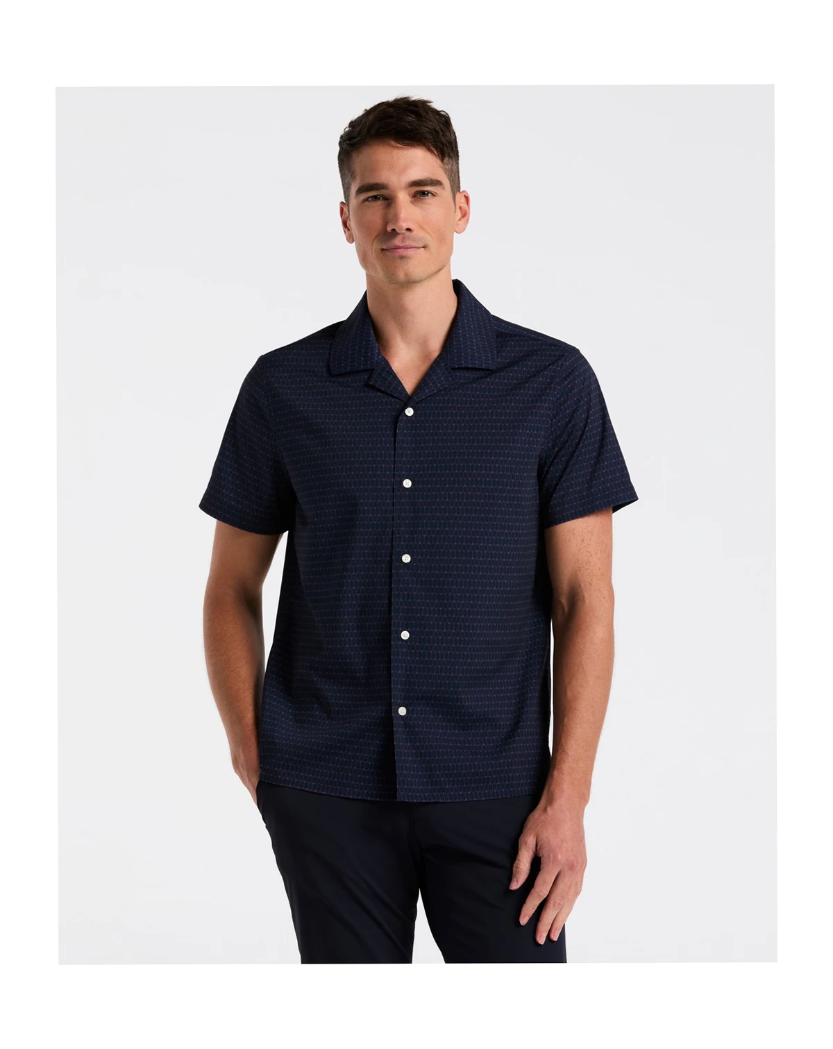 Men's Hexagon Pop Print Camp Collar Shirt