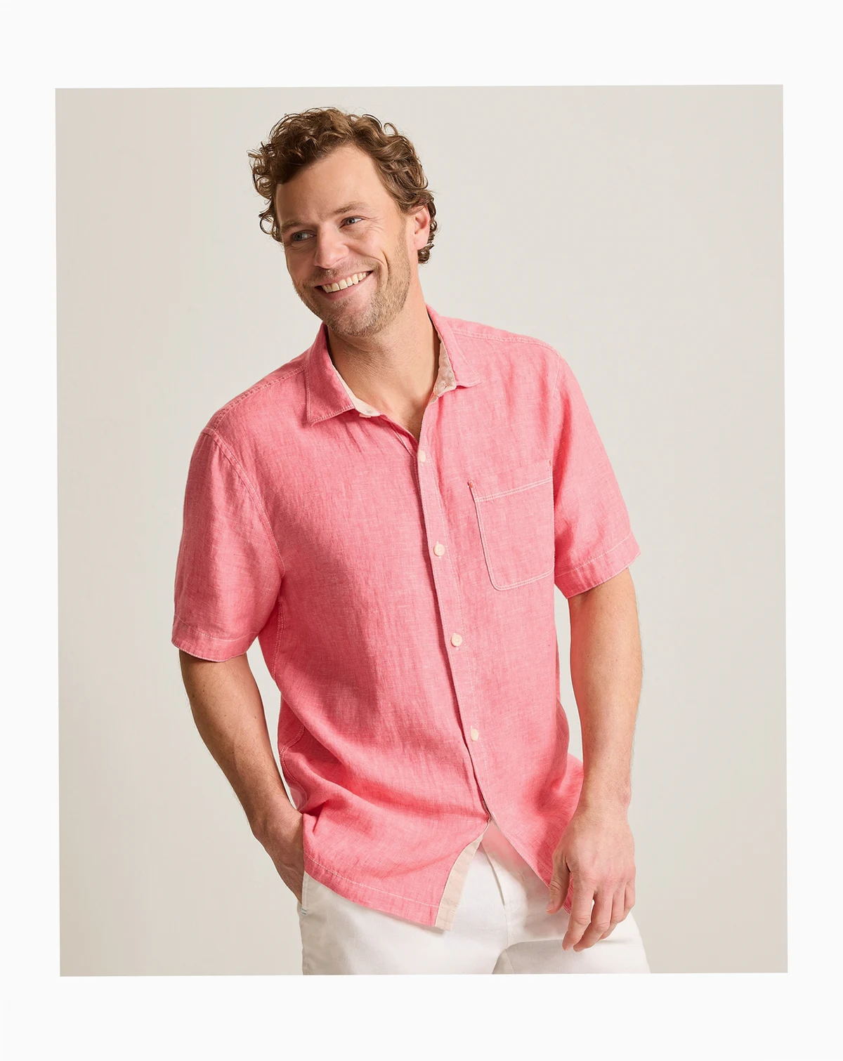 Men's 100% Linen Short-Sleeve Paradise Breezer Shirt