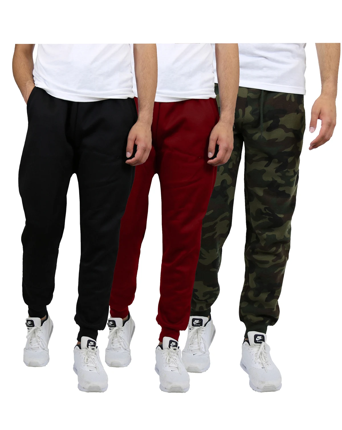 Men's Modern Fit Heavyweight Classic Fleece Jogger Sweatpants- 3 Pack