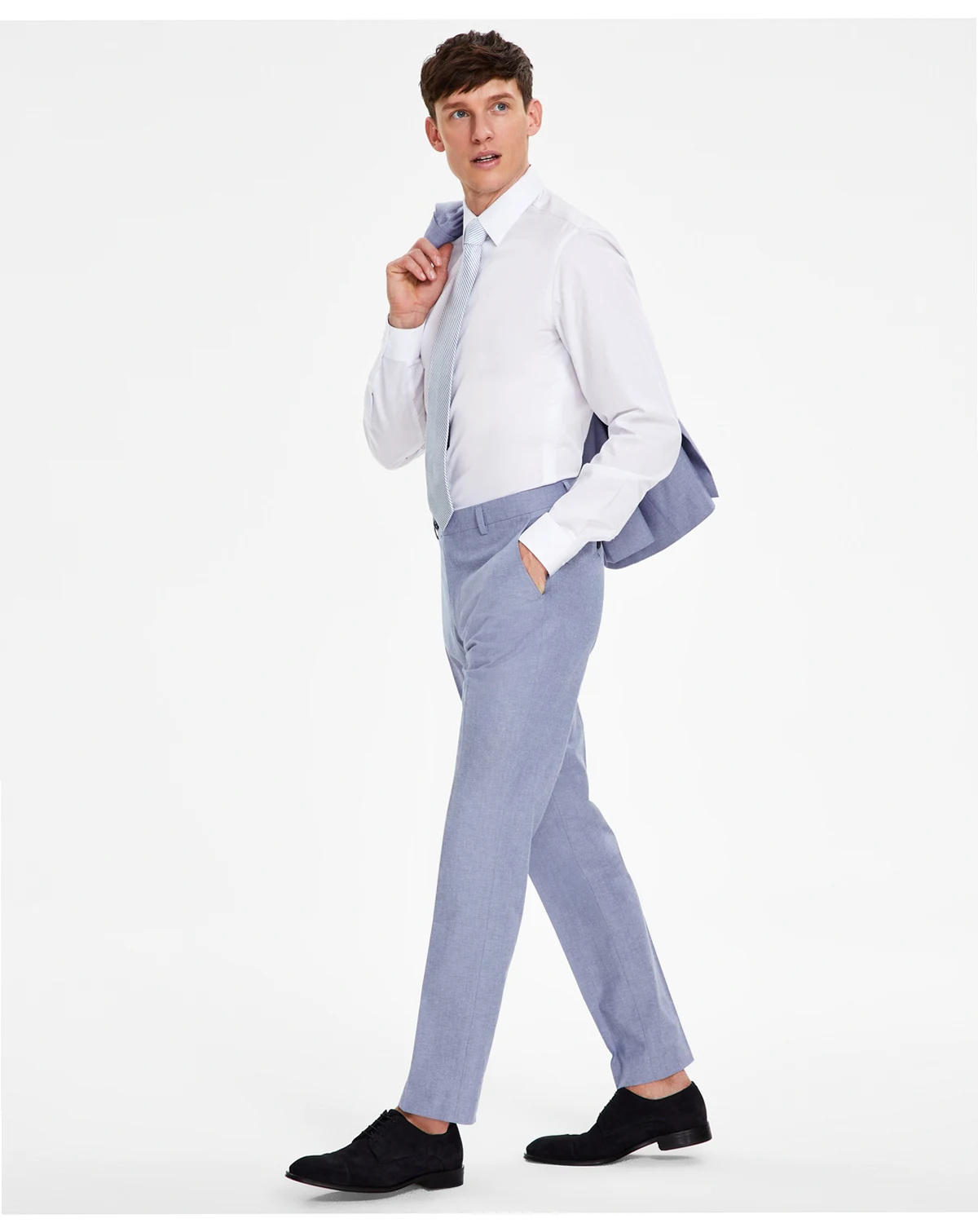 Men's Modern-Fit TH Flex Stretch Chambray Suit Separate Pants