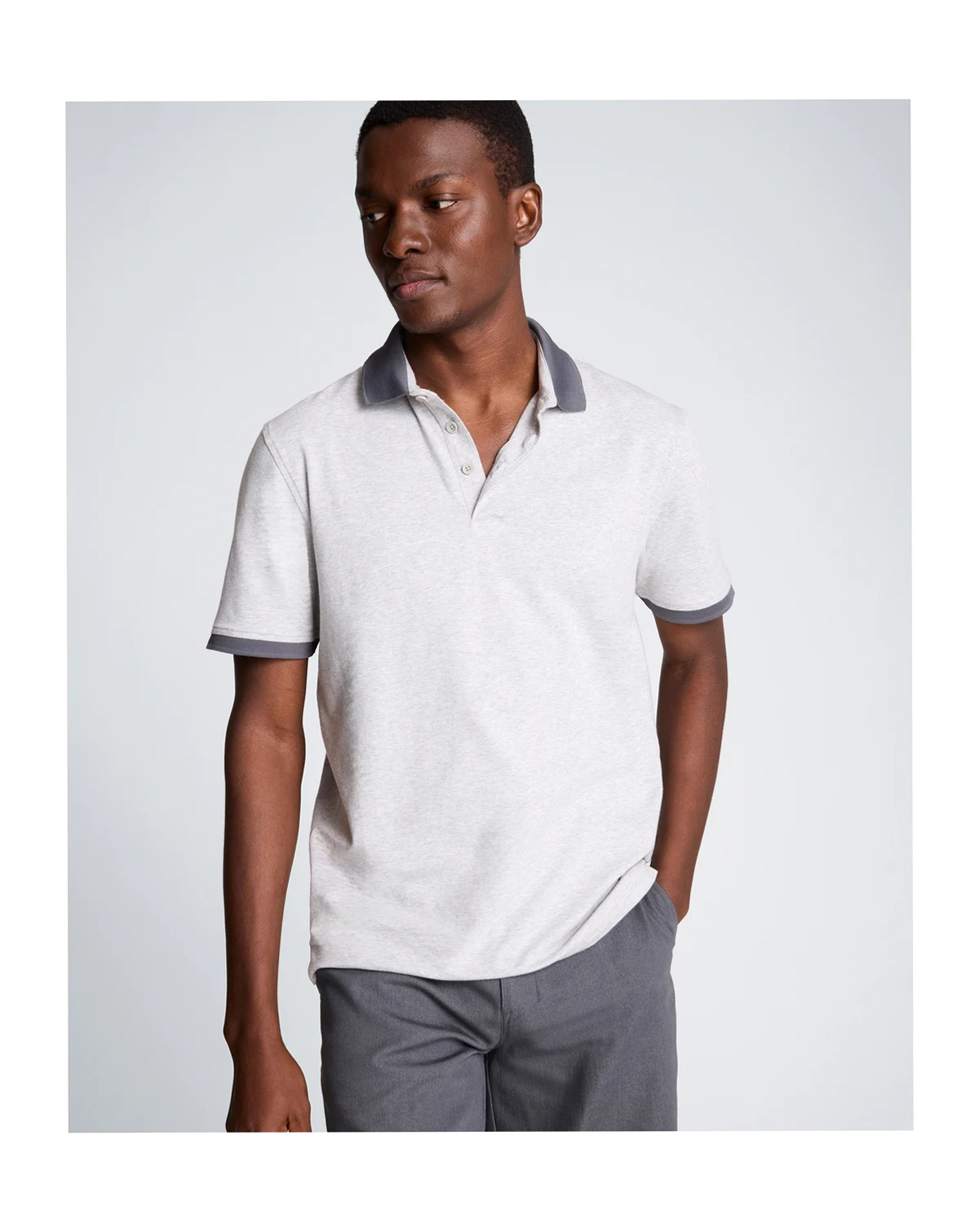 Men's Solid Button Placket Polo Shirt