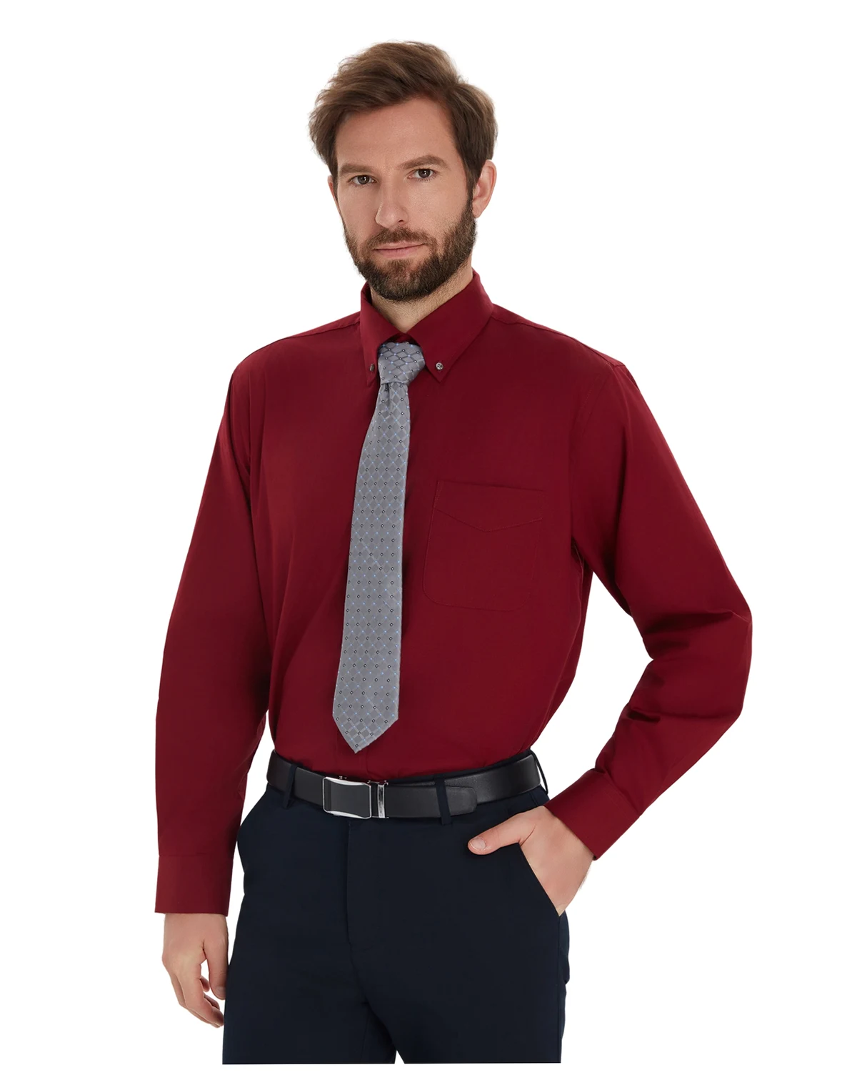 Men's Pinpoint Button Front Solid Dress Shirt, Macy's Exclusive