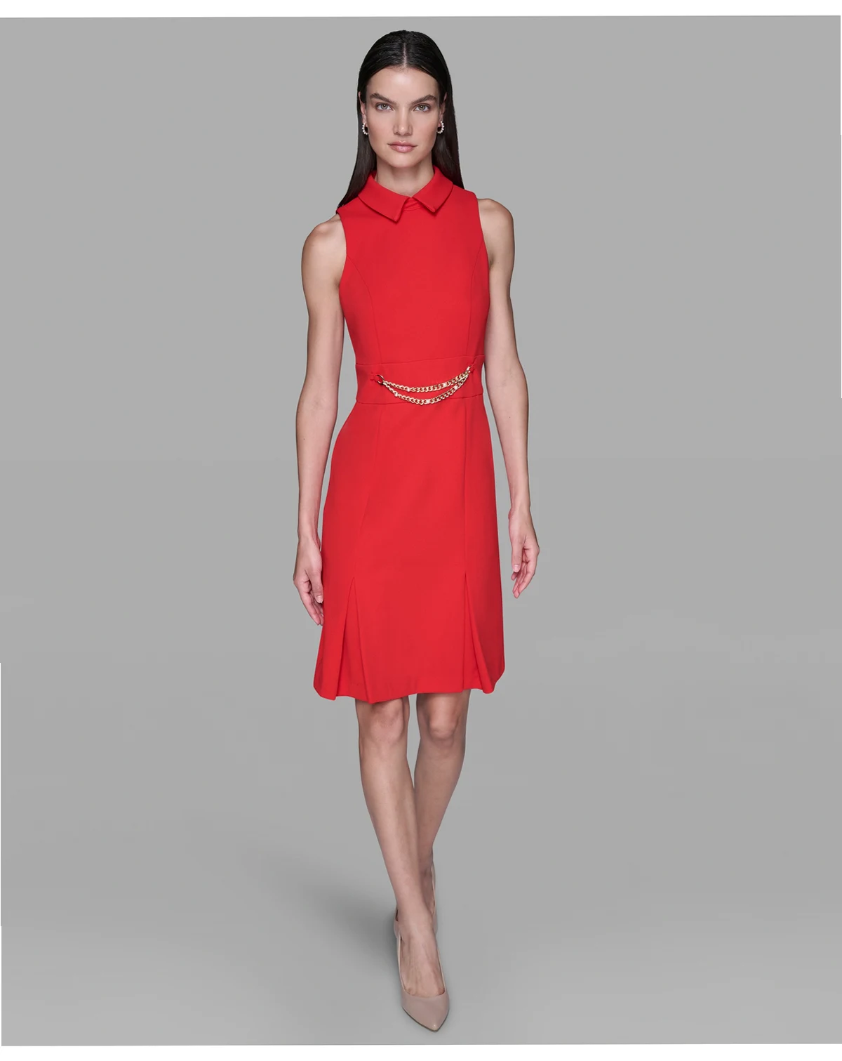 Women's Point Collar Sleeveless Dress