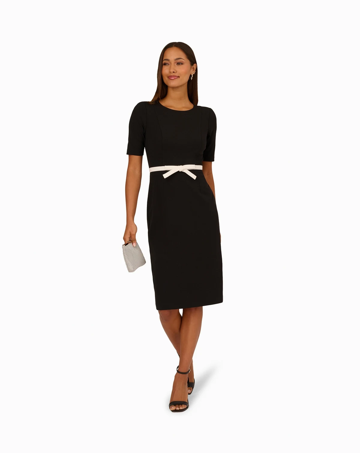Women's Contrast Short-Sleeve Trimmed Dress