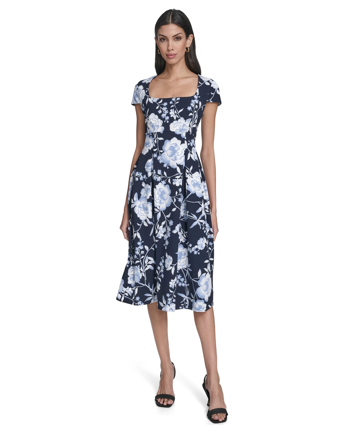 Women's Floral Print Square Neck Dress