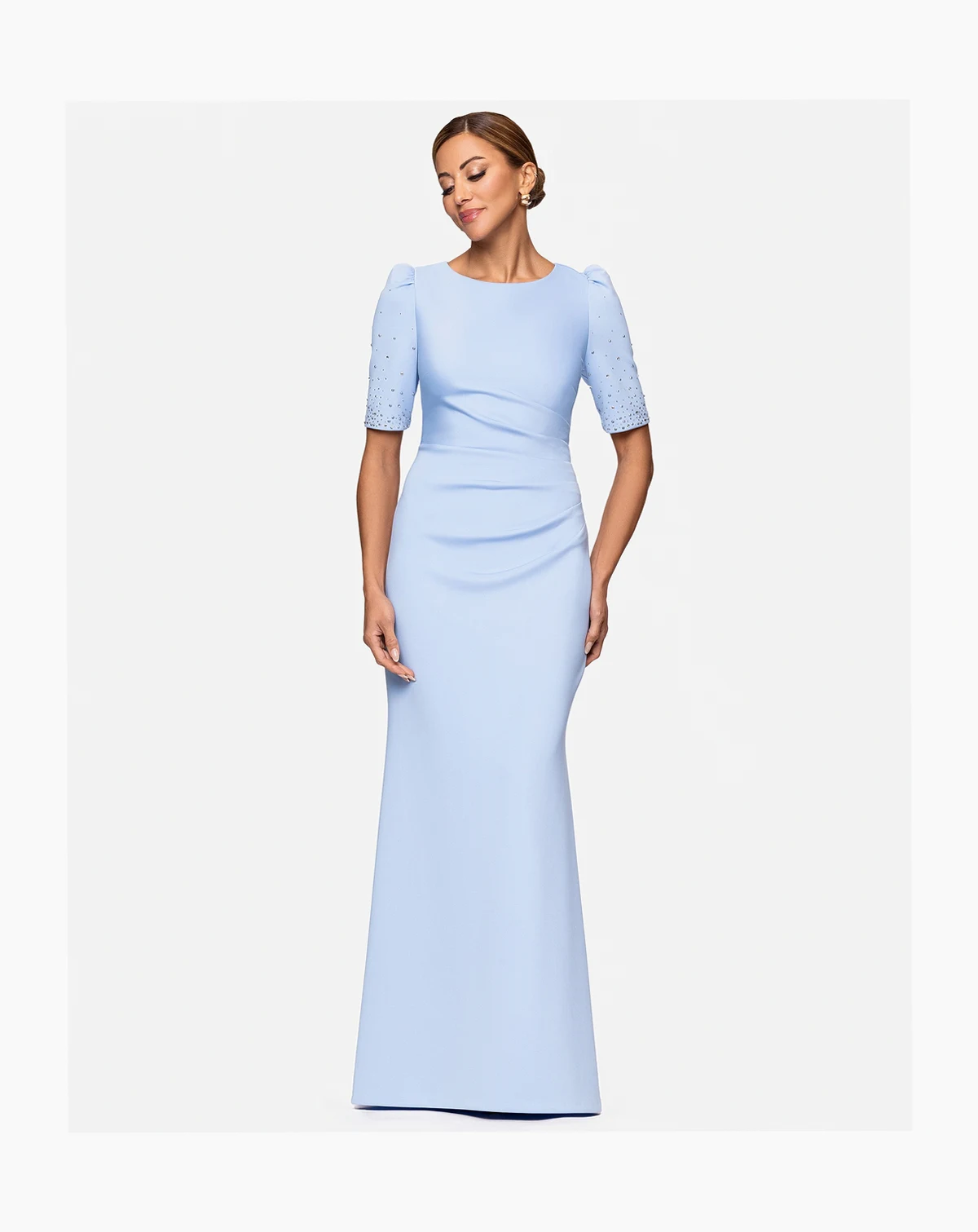 Women's Embellished Scuba Boat-Neck Gown