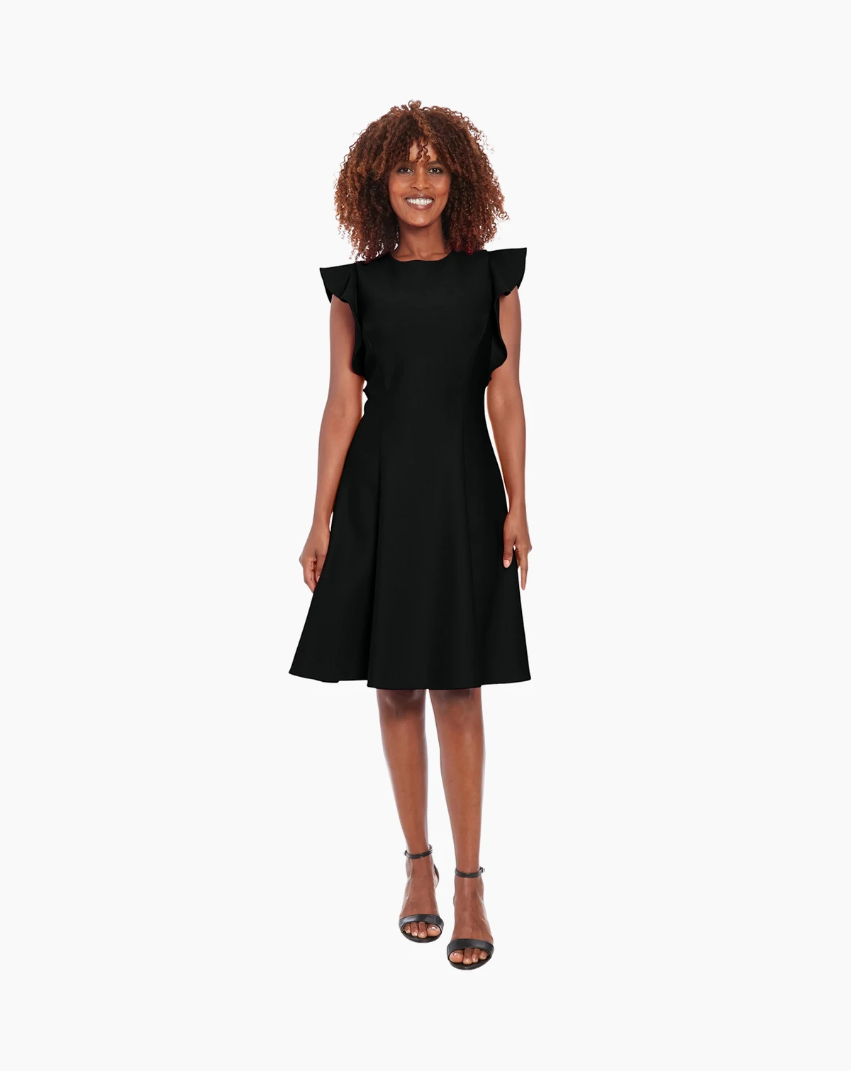 Women's Ruffle Sleeve Crewneck Dress