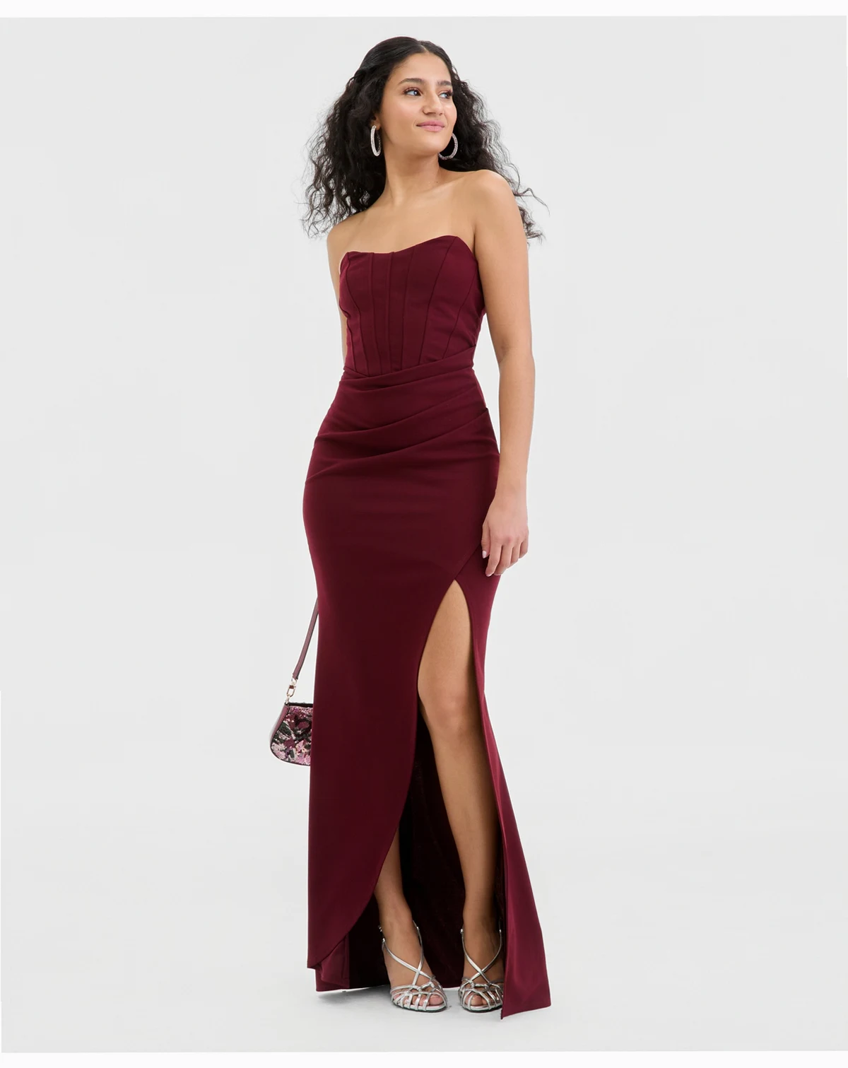 Juniors' Strapless Sweetheart-Neck Corset Gown