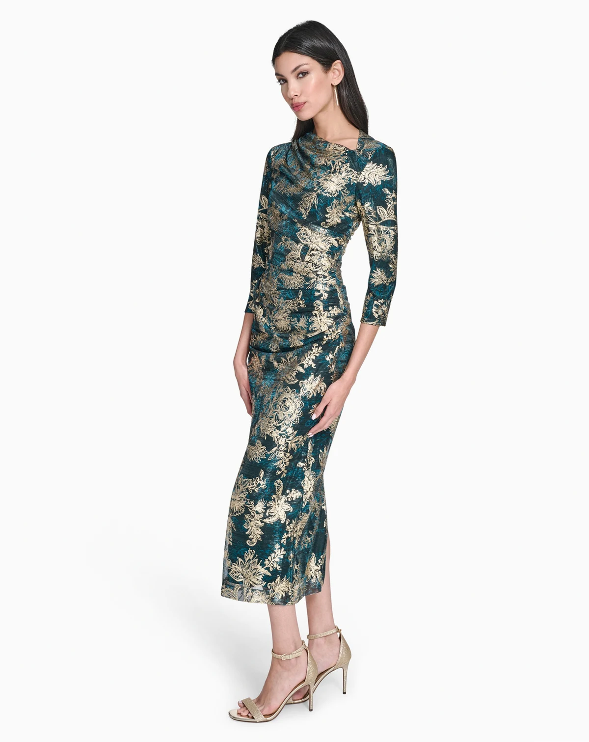 Women's Metallic Crinkle Knit Dress