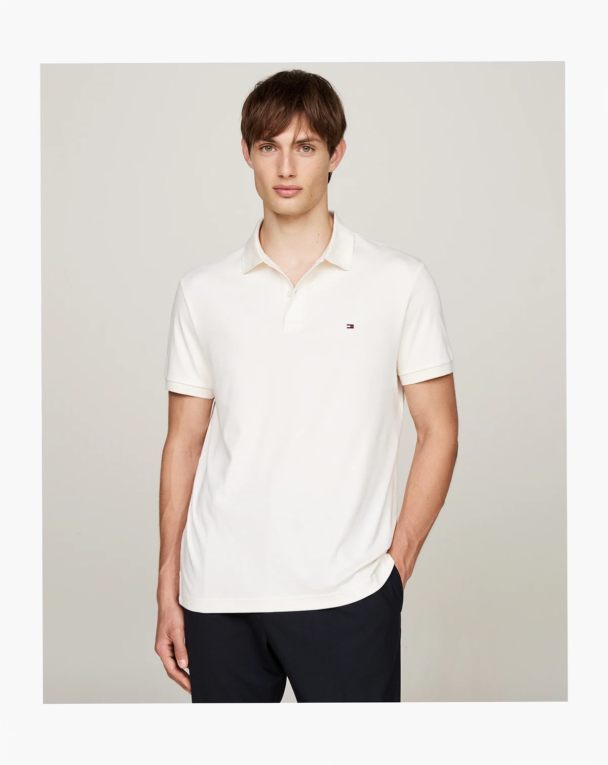 Men's Regular-Fit Smooth Touch Liquid Cotton Collar Stripe Polo Shirt
