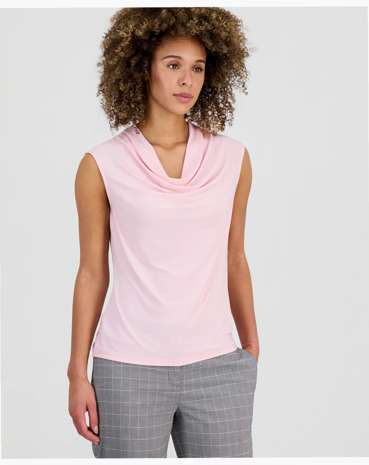 Women's Cowlneck Cap-Sleeve Top, Regular & Petite