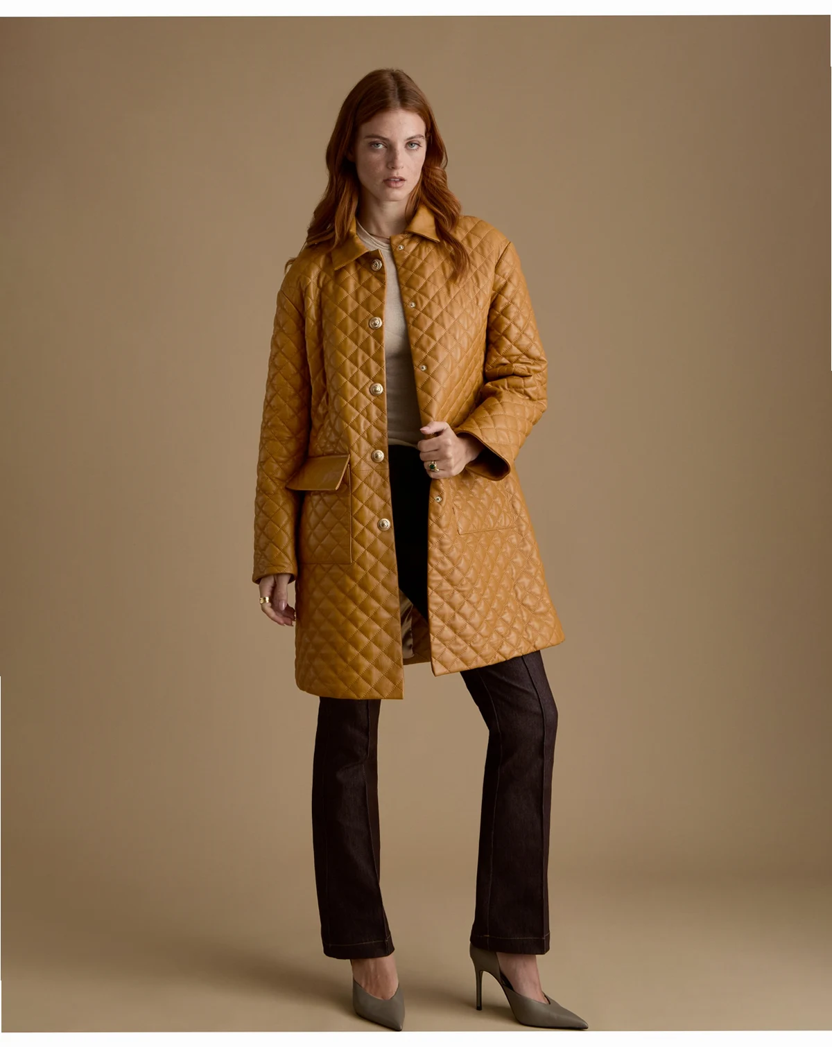 Women's Quilted Leather Coat, Created For Macy's